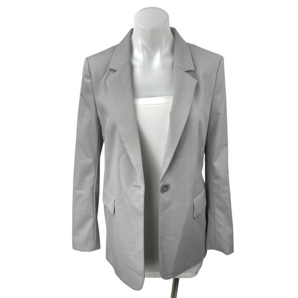 H&M Women's Gray Long Sleeve Notch One Button Blazer Coat Suit Jacket Size XS - Picture 1 of 4